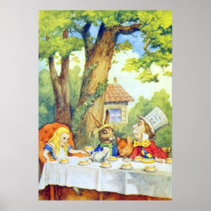 Mad Hatters Tea Party Fullt Färg Poster