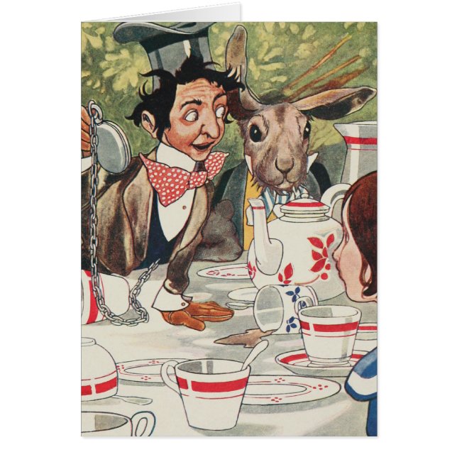 Mad Hatters Tea Party Hälsningskort (Framsidan)