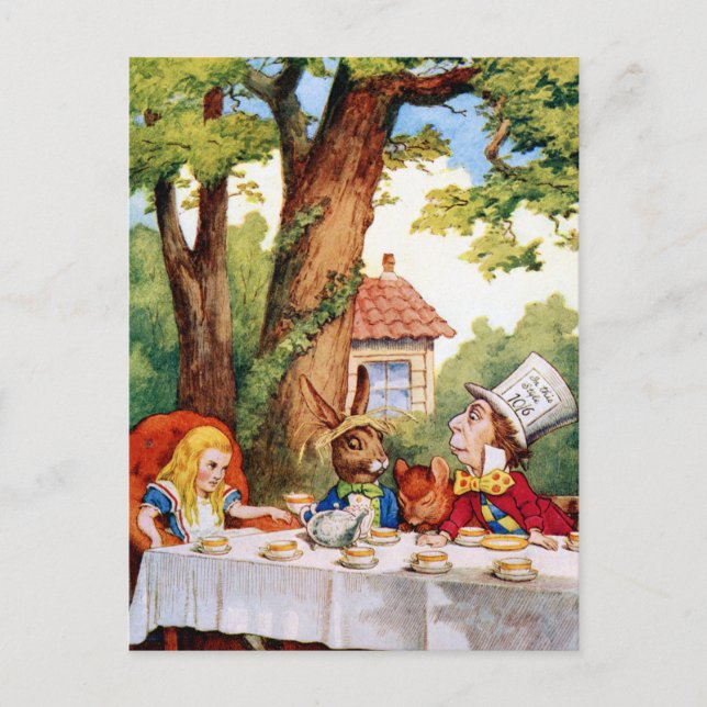 Mad Hatters Tea Party i Wonderland Vykort (Framsida)