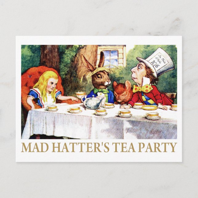 MAD HATTERS TEA PARTY INBJUDAN VYKORT (Framsida)