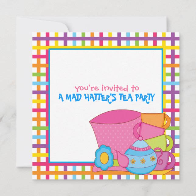 Mad Hatters Tea Party-inbjudningar Inbjudningar (Framsida)