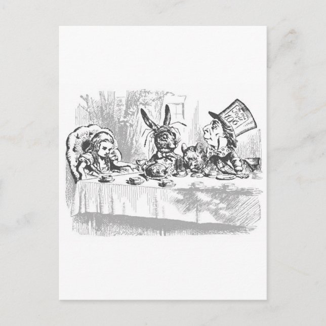 Mad Hatters Tea Party Vykort (Framsida)