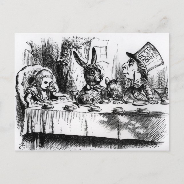 Mad Hatters Tea Party Vykort (Framsida)