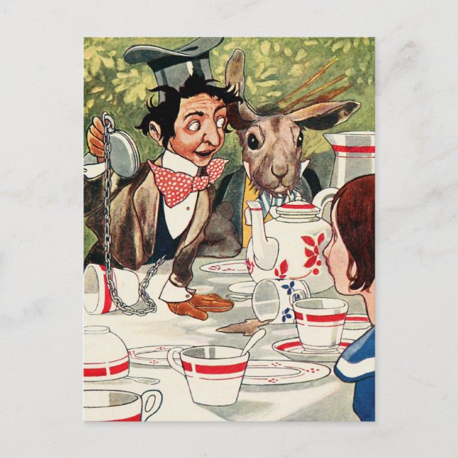 Mad Hatters Tea Party Vykort (Framsida)