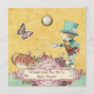Mad Hatters Wonderland Tea Party Baby Shower Inbjudningar