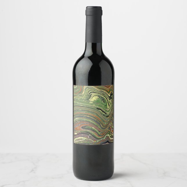 Mad Kärlek 1 Vild Grönt Abstrakt Vin Flaska Vinflaska Etikett (Framsida)
