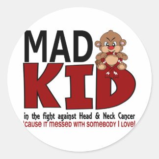 Mad Kid Head och Nacke Cancer Runt Klistermärke