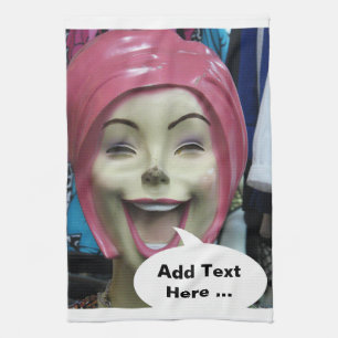 Mad Laughing Mannequin ~ Uncanny Valley Girl Kökshandduk