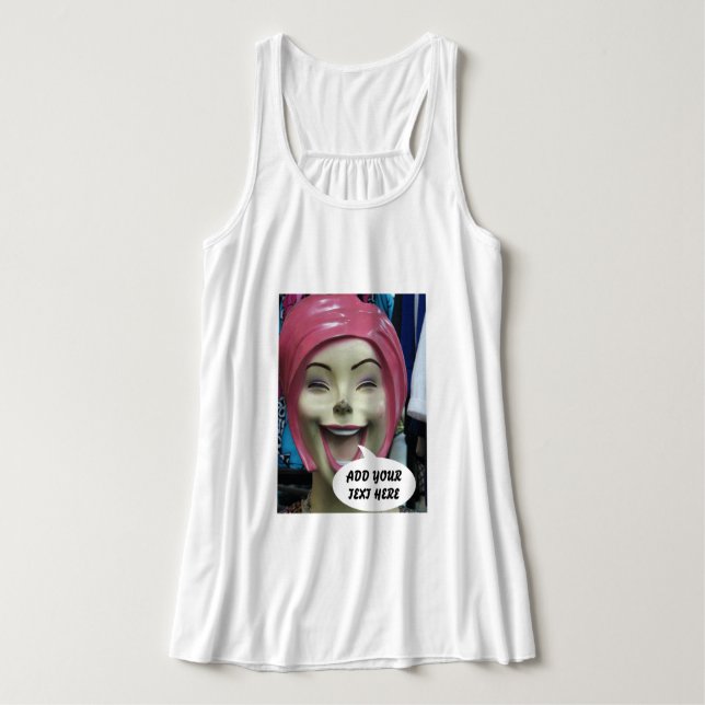 Mad Laughing Mannequin ~ Uncanny Valley Girl Linne Med Racerback (Design framsida)