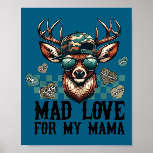 Mad Love For My Mama Deer Head Valentines Day Hunt Poster (Framsidan)