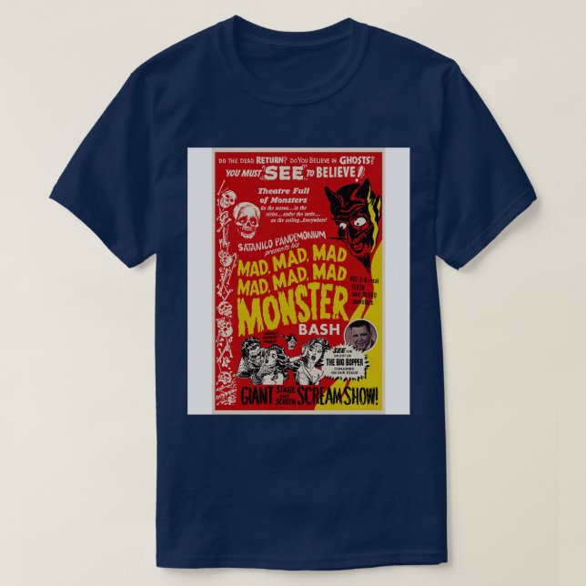 Mad Mad Mad Monster Bash Anpassningsbar Spook Show T Shirt (Design framsida)