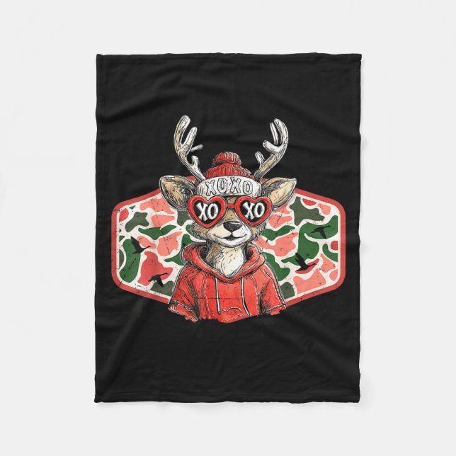 Mad Retro Love For My Mama Camo Deer Hunting Valen Fleecefilt (Framsidan)