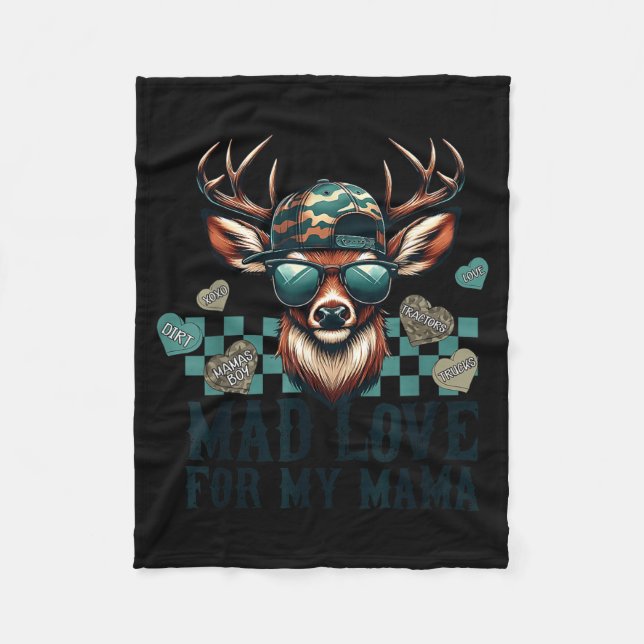 Mad Retro Love For My Mama Camo Deer Hunting Valen Fleecefilt (Framsidan)
