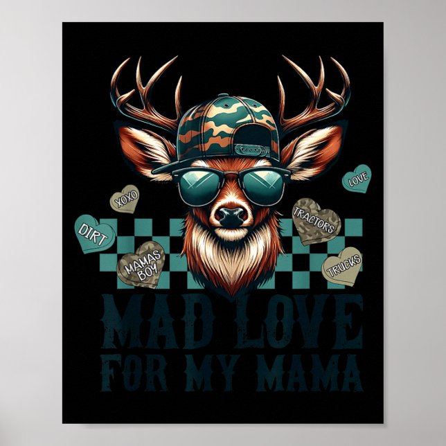 Mad Retro Love For My Mama Camo Deer Hunting Valen Poster (Framsidan)