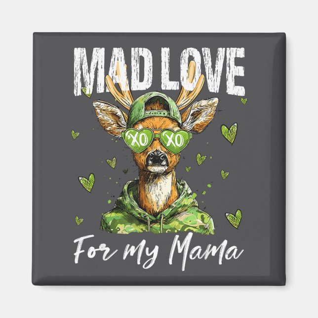 Mad Retro Love For My Mama Deer Hunting Boys Valen Magnet (Framsidan)