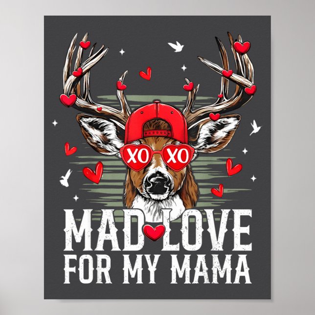 Mad Retro Love For My Mama Deer Hunting Boys Valen Poster (Framsidan)