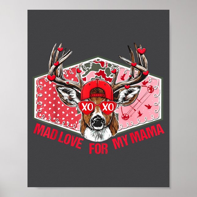 Mad Retro Love For My Mama Deer Hunting Boys Valen Poster (Framsidan)