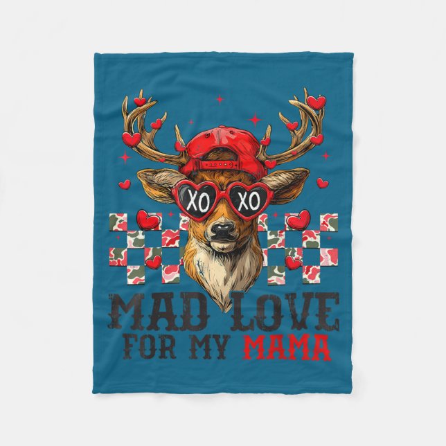 Mad Retro Love For My Mama Deer Hunting Happy Vale Fleecefilt (Framsidan)