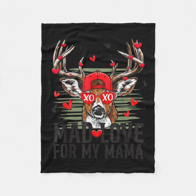 Mad Retro Love For My Mama Deer Hunting Happy Vale Fleecefilt (Framsidan)