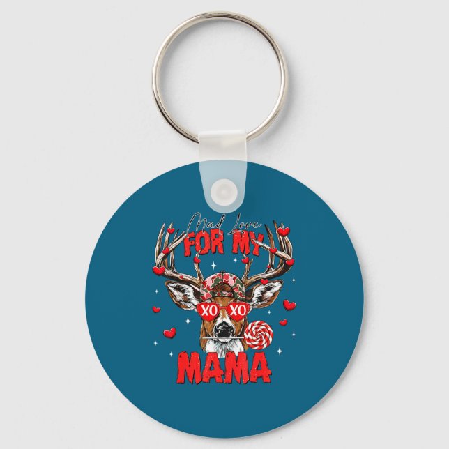 Mad Retro Love For My Mama Deer Hunting Happy Vale Nyckelring (Framsida)