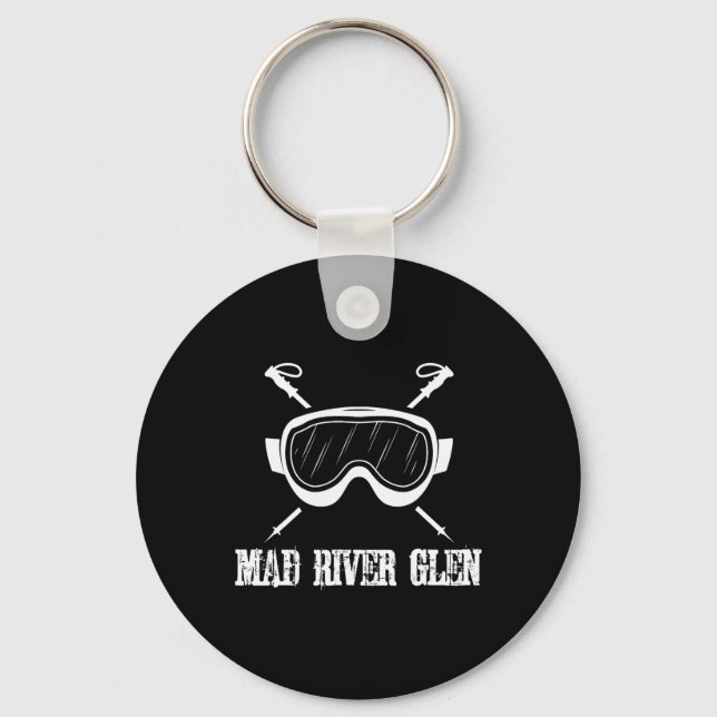 Mad River Glen Vermont Rustic Ski Skier Skiing Gog Nyckelring (Framsida)