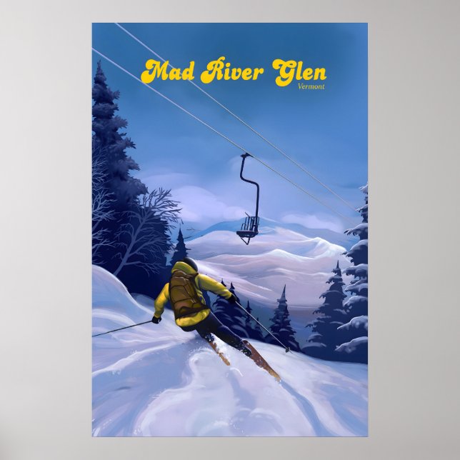 Mad River Glen Vermont Skidort Reseskylt Poster (Framsidan)