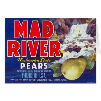 Mad River Päron - Vintage fruktlåsetikett Hälsningskort