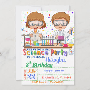Mad Science Birthday Call for Twillingars Inbjudningar