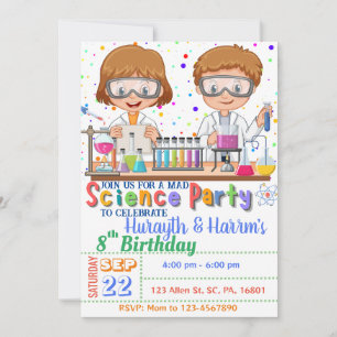 Mad Science Birthday Call for Twillingars Inbjudningar