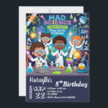 Mad Science Birthday-inbjudan till Boy & Girl Inbjudningar<br><div class="desc">Akta dina gäster med det här färgstarka vetenskapsprogrammet födelsedagsfest inbjudan,  med vetenskapliga inslag som experimentellt verktyg och forskare som gör experiment. Lägg helt enkelt till din händelseinformation i den här lättförståeliga mallen för att göra den till en inbjudan av typen "one-of-a-natura" Se butiken för matchande artiklar</div>