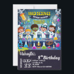 Mad Science Birthday-inbjudan till Boy & Girl Inbjudningar<br><div class="desc">Akta dina gäster med det här färgstarka vetenskapsprogrammet födelsedagsfest inbjudan,  med vetenskapliga inslag som experimentellt verktyg och forskare som gör experiment. Lägg helt enkelt till din händelseinformation i den här lättförståeliga mallen för att göra den till en inbjudan av typen "one-of-a-natura" Se butiken för matchande artiklar</div>