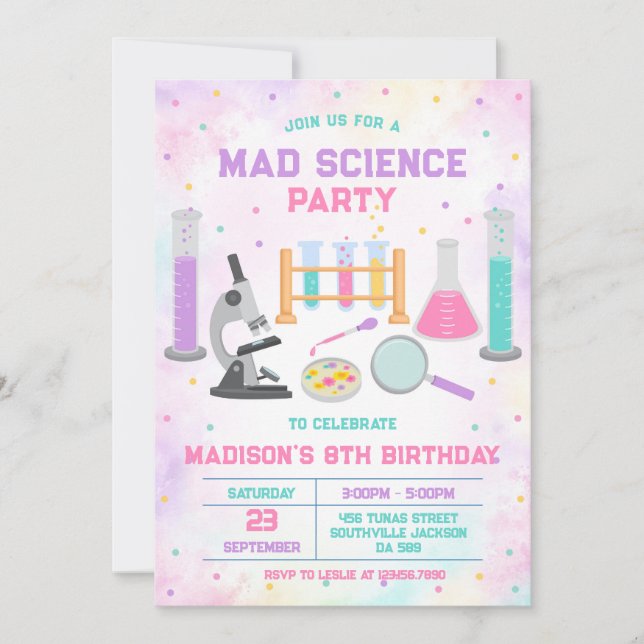 Mad Science Experiment Birthday Party Invitation Inbjudningar (Framsida)