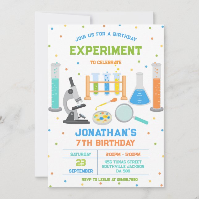 Mad Science Experiment Birthday Party Invitation Inbjudningar (Framsida)