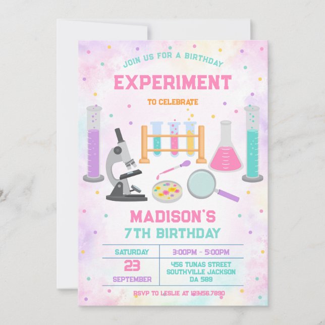 Mad Science Experiment Birthday Party Invitation Inbjudningar (Framsida)