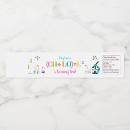 Mad Science Födelsedagsfest Girl Favor White Vattenflaska Etikett