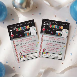 Mad Science Födelsedagsfest inbjudan