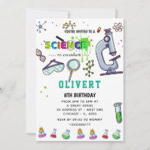 Mad Science Party Birthday bjudande