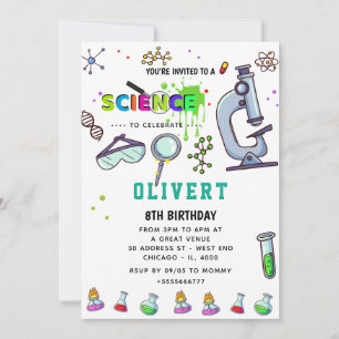 Mad Science Party Birthday bjudande Inbjudningar