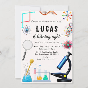 MAD Science Party Birthday bjudande Inbjudningar