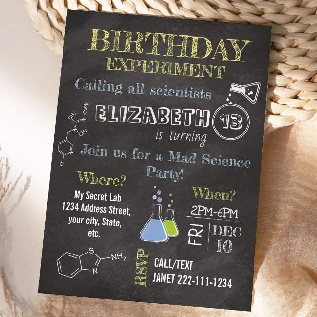 Mad Science Party Birthday bjudande Inbjudningar (Skapare uppladdad)