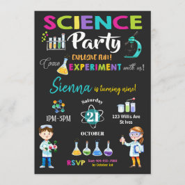 Mad Science Party Birthday Investigation Girl Inbjudningar