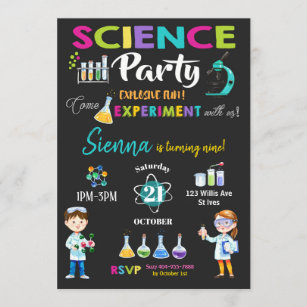 Mad Science Party Birthday Investigation Girl Inbjudningar