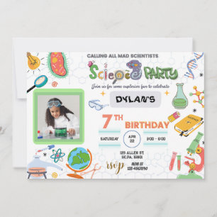 Mad Science Party, Scientist Birthday-inbjudan Inbjudningar