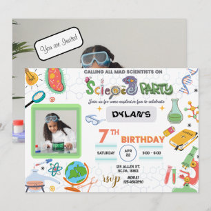 Mad Science Party, Scientist Birthday-inbjudan Inbjudningar