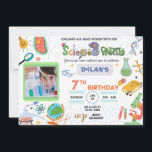 Mad Science Party, Scientist Birthday-inbjudan Inbjudningar<br><div class="desc">Förbluffa dina gäster med den här färgstarka vetenskapen födelsedagsfest inbjudan som innehåller science inslag germs microscope globe Experims verktyg. Du kan lägga till bild och bild i bakgrunden. Lägg helt enkelt till din händelseinformation i den här lättförståeliga mallen för att göra den till en inbjudan av typen "one-of-a-natura"</div>