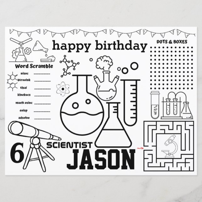 Mad science placemats, Mad science birthday games (Framsida)