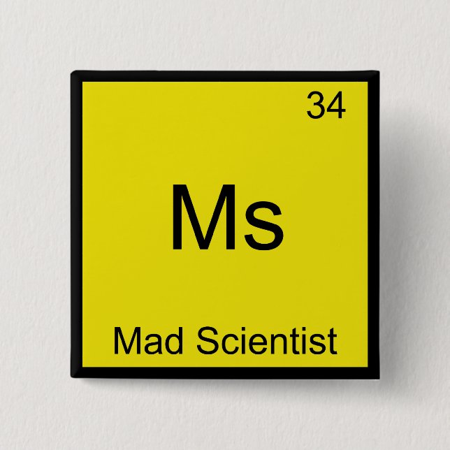 Mad Scientist Funny Chemistry Inslag Symbol Knapp (Framsida)