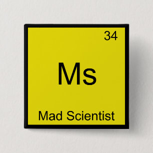 Mad Scientist Funny Chemistry Inslag Symbol Knapp
