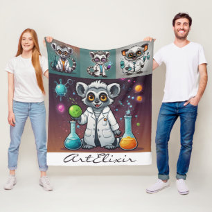 Mad Scientist Lemur Fleecefilt