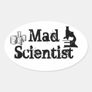 Mad Scientist Ovalt Klistermärke
